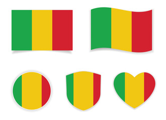 Mali national flag icon set