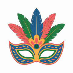 Obraz premium Brazilian Carnival Mask with Colorful Feathers