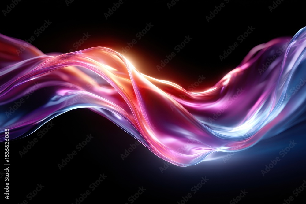 Poster colorful waves of light create an abstract art display in a dark setting