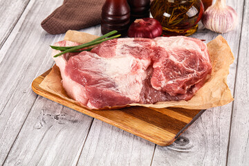 Raw pork shoulder for cooking