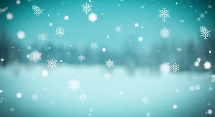 Fototapeta premium snowing and snowflake Serenade background illustration Snowfall Serenade - Delicate Snowflakes Dancing on Blurred Winter Background, Blur 