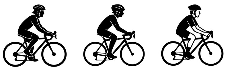 Obraz premium Cyclist in racing gear black silhouette vector