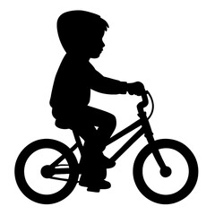 Fototapeta premium Boy in hoodie riding bicycle black silhouette vector