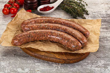 Raw beef and lamb sausages