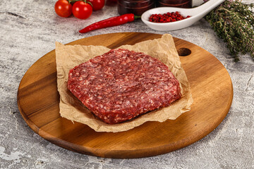 Raw beef burger cutlet for grill