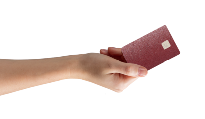 Bank card in hand, showcasing credit or debit card with chip for payment. Representing finance,