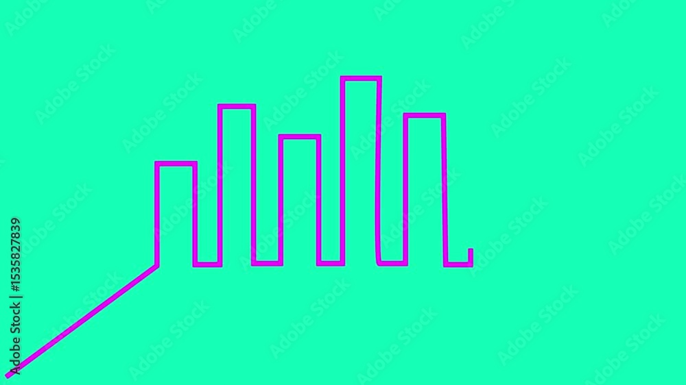 Poster graph continuous line drawing animation. successful business strategy symbol video. video animation 