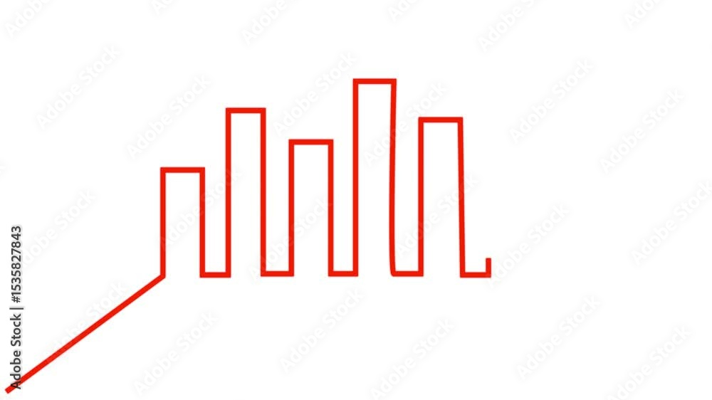Poster graph continuous line drawing animation. successful business strategy symbol video. video animation 