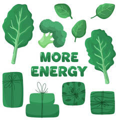 Lettuce leaves, even more energy, broccoli, green boxes, healthy food