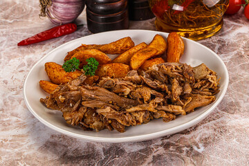 Baked shredded pork with potato