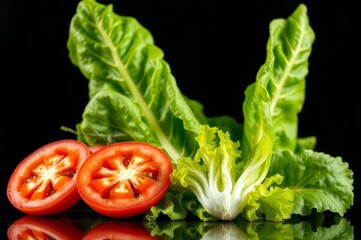 Fresh Lettuce and Tomato Close-Up