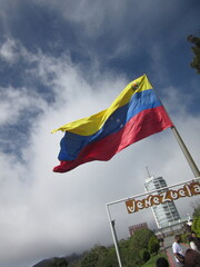 Bandera de Venezuela ondeando al Viento
