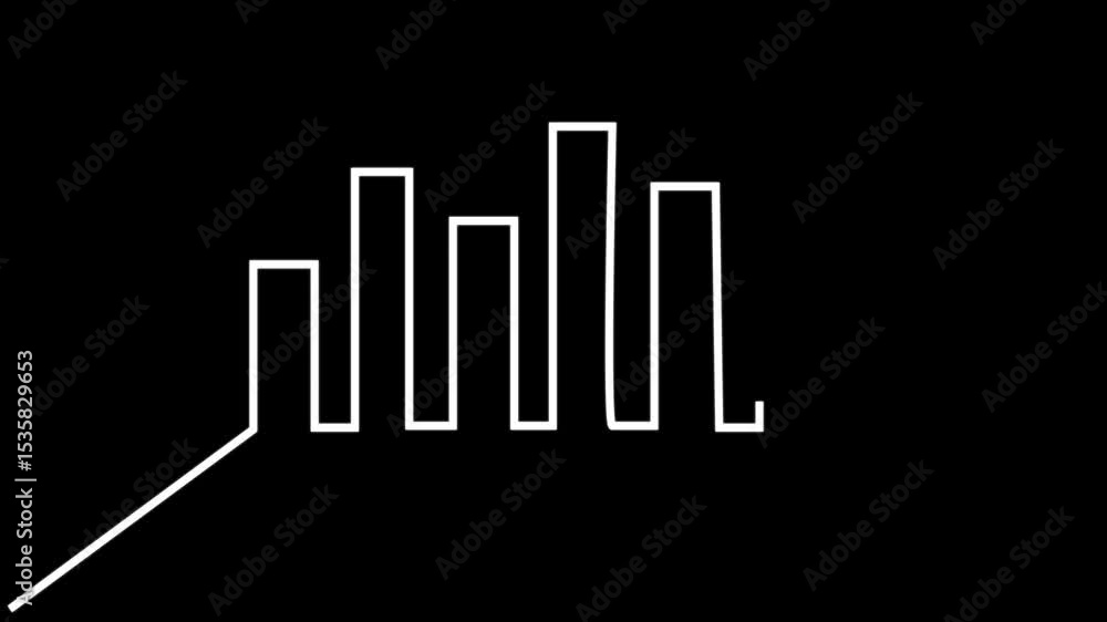 Poster graph continuous line drawing animation. successful business strategy symbol video. video animation 