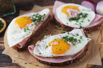 The Strammer Max sandwich, traditional dish in Germany Berlin and Saxon region