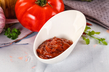 Salsa dip with chili and tomato