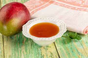 Sweet dessert orange mango puree