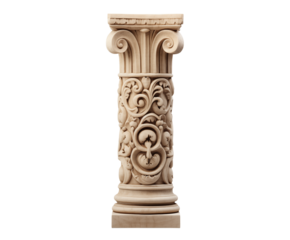 Ornate Architectural Column: Intricate Carving Detail & Classic Design on transparent background png