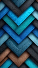 Colorful woven wooden patterns create a striking visual display in modern decor
