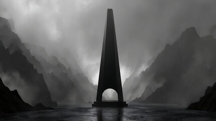A black-steel obelisk with hollowed-out levels, each cavity filled with a whispering, shadowy mist of forsaken visions.