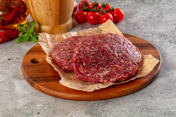 Raw beef burger cutlet for grill