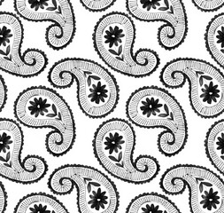 hand draw paisley pattern. Seamless tribal pattern design
