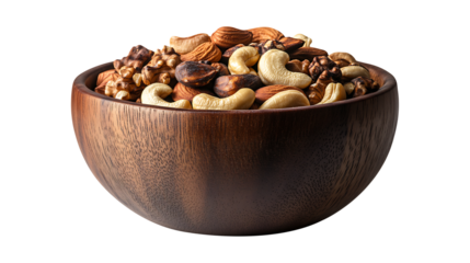 Organic Cashew Nuts in Bowl isolated on transparent background, png