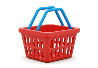 Fototapeta premium Red Shopping Basket: 3D Render, Smooth Texture, Vibrant Hues