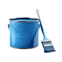 Blue Paint Can and Brush: Perfect for DIY Projects & Home Improvement on transparent background png