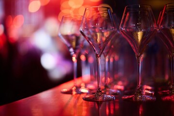 Close-Up of Empty Wine Glasses