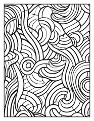 Fototapeta premium Mindful Patterns Coloring Pages For Adults & Teens, black and white, line art, illustration, bold and easy coloring page, bold & easy coloring book, stress relief ,coloring book, coloring page
