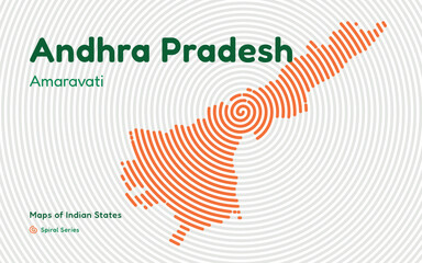 Spiral Vector Map of Andhra Pradesh with Capital Amaravati – India State Series