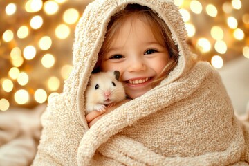 Peaceful slumber with a furry friend. AI.
