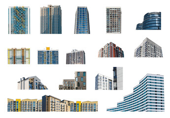Modern multi storey apartment buildings set in an urban community, with glass windows and sleek