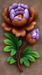 Intricate wood carving of vibrant flowers with detailed petals and leaves in warm tones