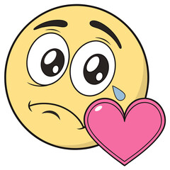 Fototapeta premium Heartbroken Emoji with Tear and Love