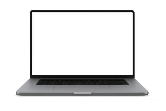 Laptop modern frameless with blank screen 