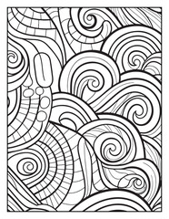 Fototapeta premium Mindful Patterns Coloring Pages For Adults & Teens, black and white, line art, illustration, bold and easy coloring page, bold & easy coloring book, stress relief ,coloring book, coloring page