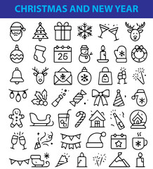 SET OF Christmas & New Year ICONS, 50 PLUS ICONS SET, PARTY, FIREWORKS, SNOWFLAKE