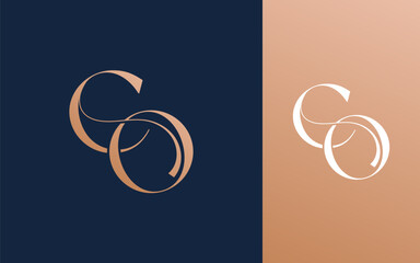 Initial letter CO OC logo design vector illustration for couple, wedding, and business