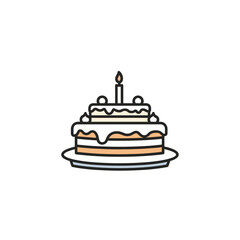 Tiered Birthday Cake with Candles Icon