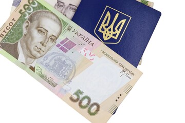 Ukrainian money and passport. Economics and citizenship.