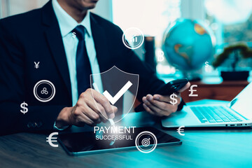 Banking online bill payment Approved and credit card visa concept Businessman or entrepreneur working from home, Online shopping, e-commerce, internet banking, spending money, Internet online banking