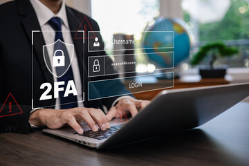 Cyber security and 2FA Security password login online concept  Hands typing and entering username and password of social media, log in with smartphone to an online bank account, data protection hacker