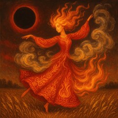 Solar Eclipse Fire Dance Spirit