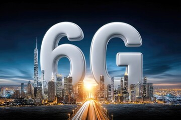 6G City of the Future with Glowing Skyline