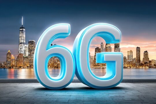 Futuristic 6G Technology Concept in a Cityscape