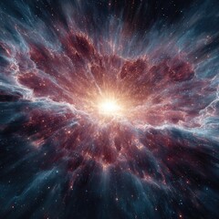 Cosmic explosion in deep space, showcasing vibrant colors and swirling gases, creating a stunning visual of stellar phenomena and the birth of new stars in the universe
