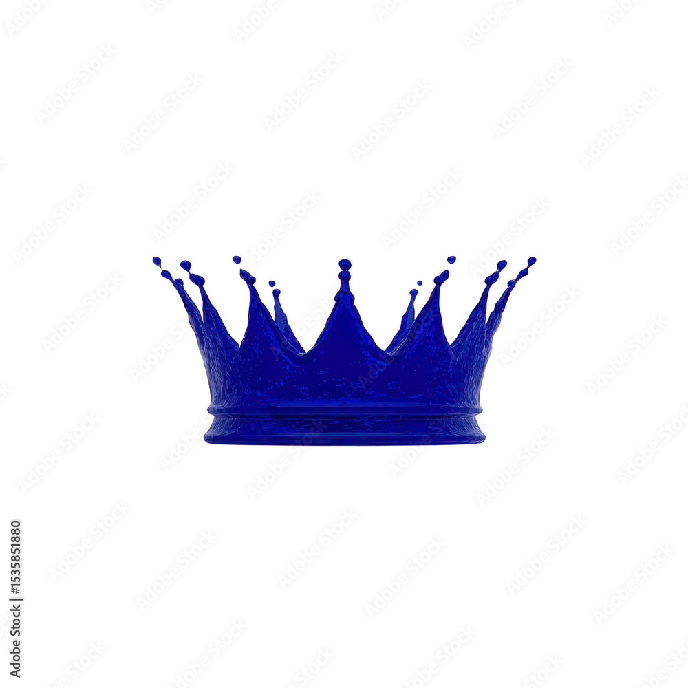 Poster blue paint splash forms crown shape against transparency background, creating striking and artistic 