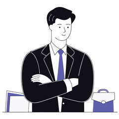 Successful Businessman Vector Illustration, Achievement and Leadership Concept