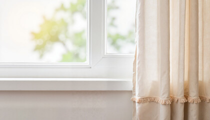 Bright window with sheer curtains and natural light in the room  